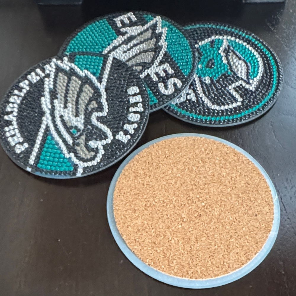 🦅 Handcrafted Philadelphia Eagles Diamond Art Coasters – Set of 4 Gift Ready - Picture 4 of 6